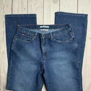 Tommy Hilfiger Jeans Womens 12 Blue Hipster Boost Straight Leg High Rise Denim